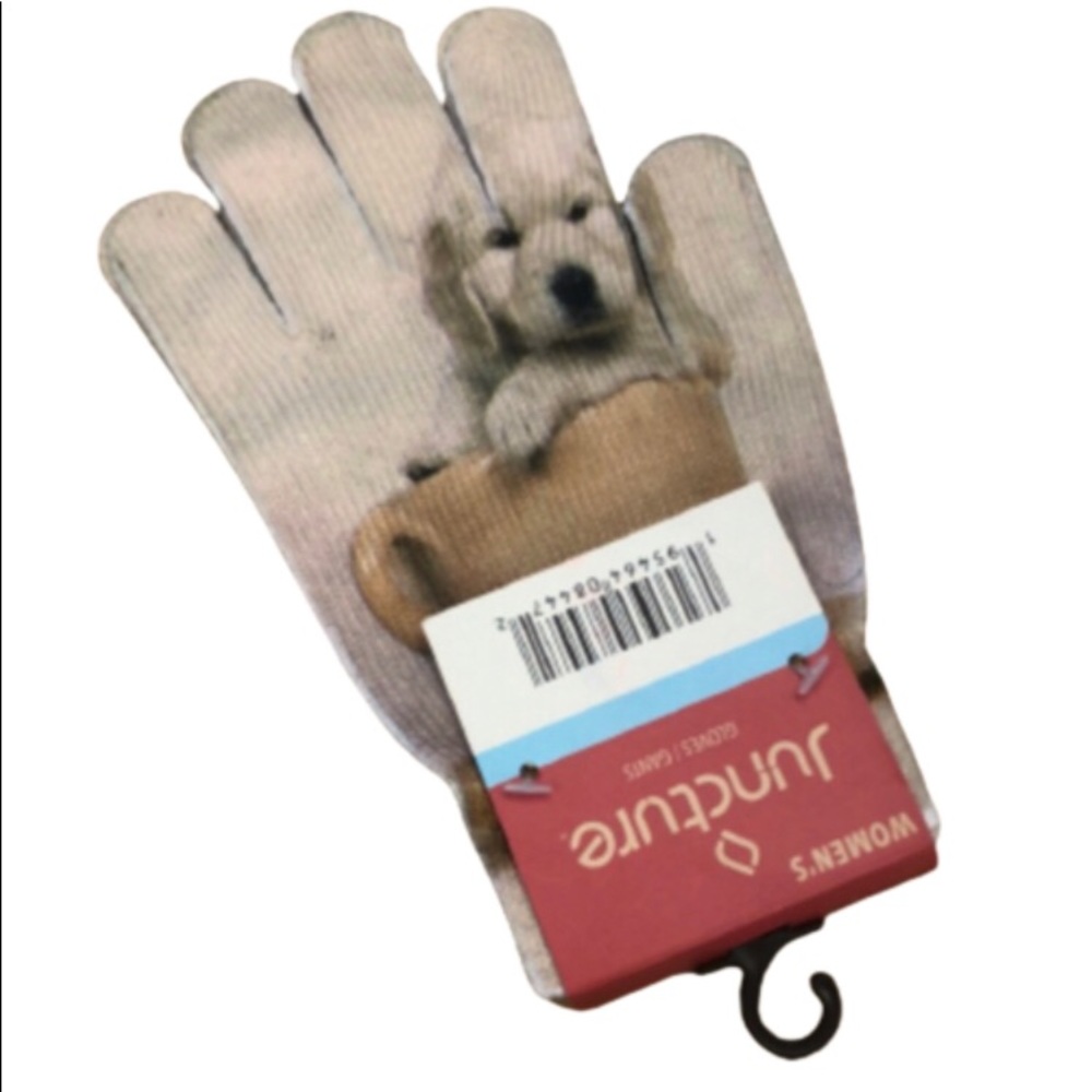 JUNCTURE KNIT GLOVES WITH PUPPY DESIGN • NWT